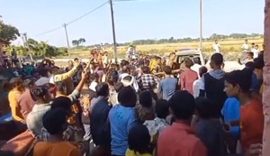 Villagers thrashed a teacher for indecent behavior with a student.