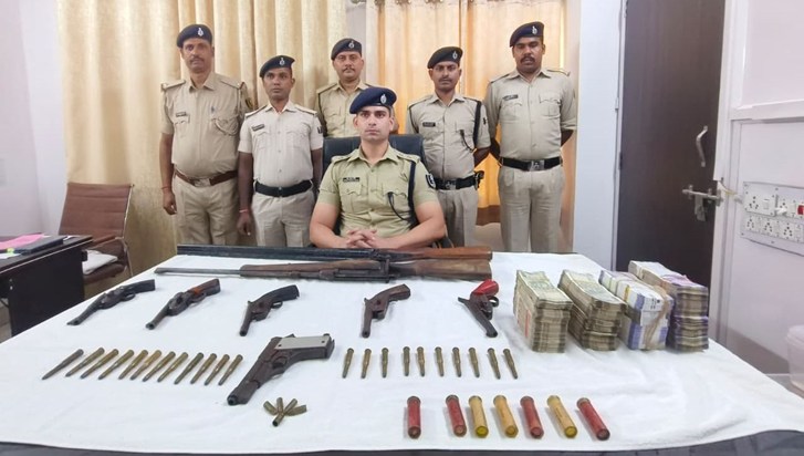 A day before polling in the capital Patna, a cache of weapon