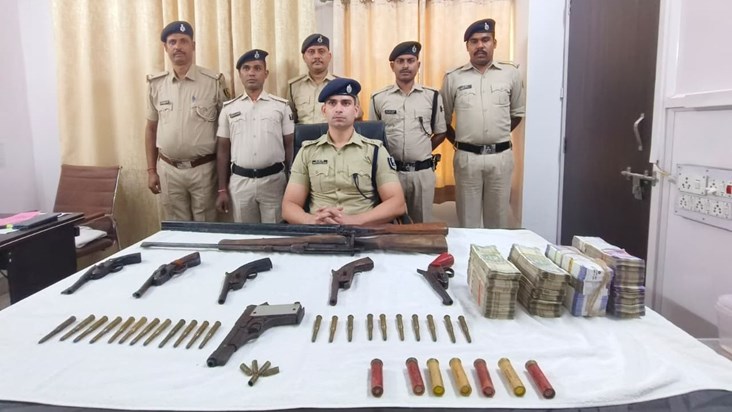 A day before polling in the capital Patna, a cache of weapon