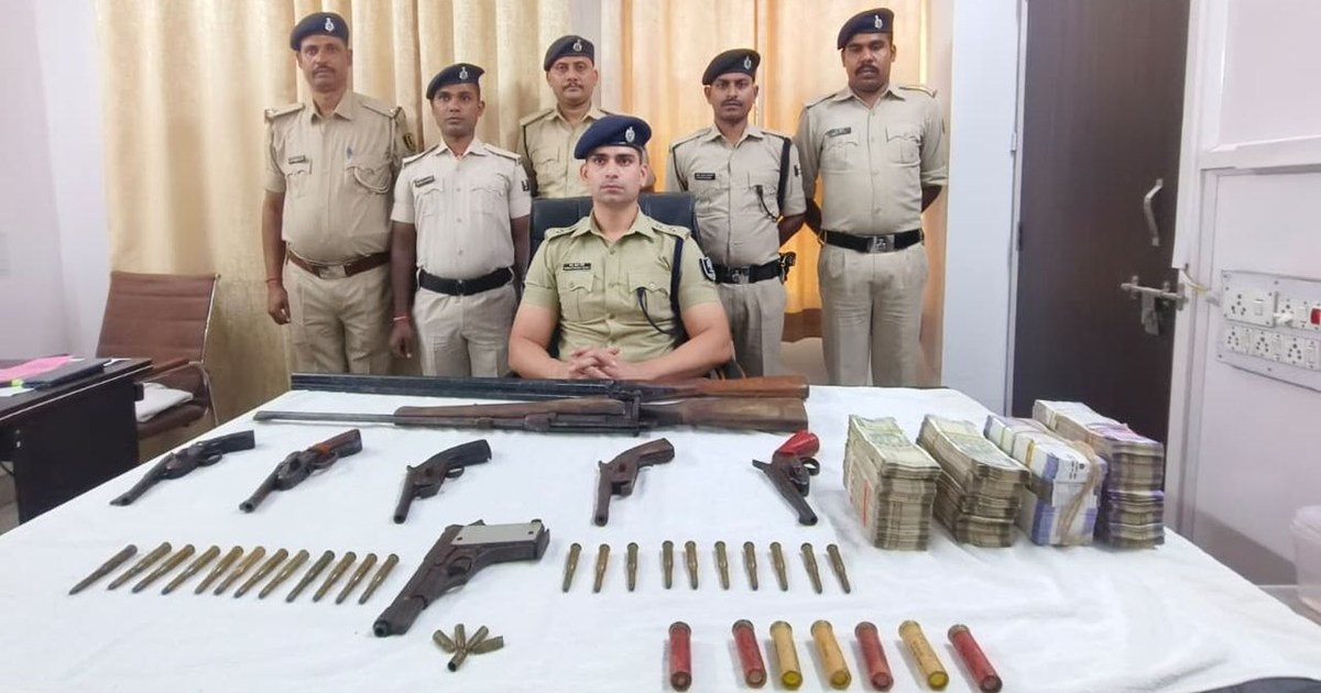 A day before polling in the capital Patna, a cache of weapon