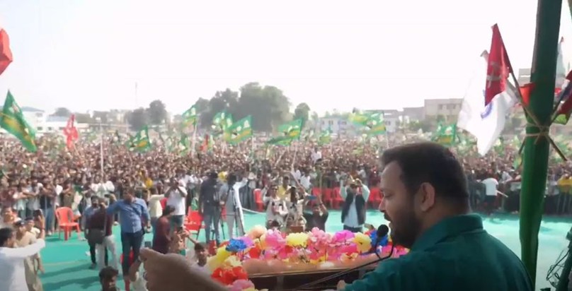 Tejashwi Yadav wraps up his rally in Jamui in just three min