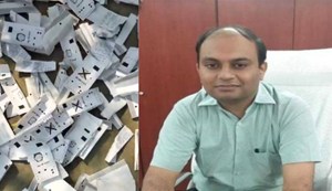 VVPAT slips were found in a heap of garbage in the constituency of Minister Vijay Chaudhary.