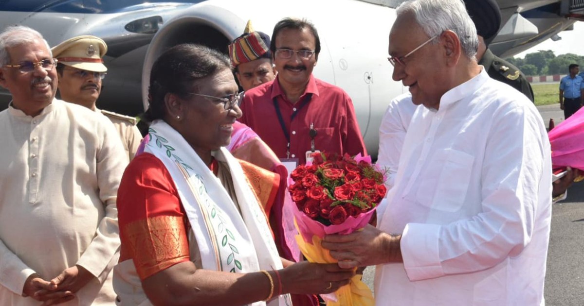 President Draupadi Murmu reached Patna, Governor and CM Niti
