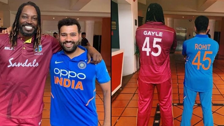 Chris Gayle congratulated captain Rohit Sharma in a special 