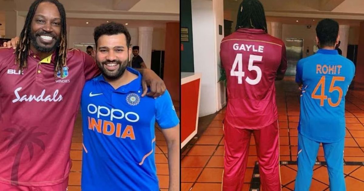 Chris Gayle congratulated captain Rohit Sharma in a special 