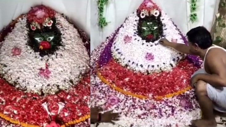 In this district of Bihar, the idol of Mata is made with flo