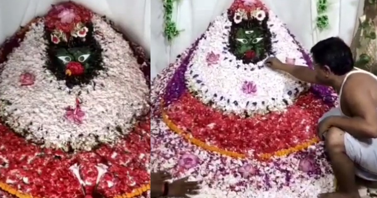 In this district of Bihar, the idol of Mata is made with flo