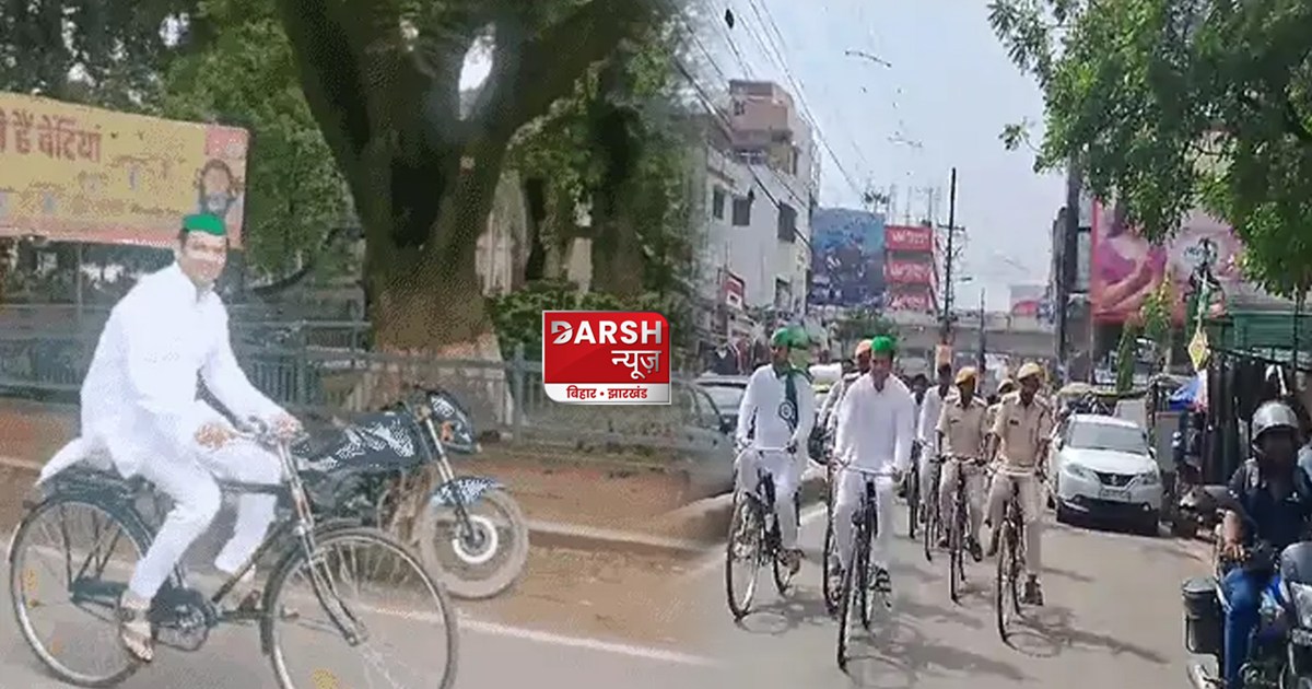 minister-tej-pratap-yadav-cycle-yatra-in-patna-gandhi-jayant