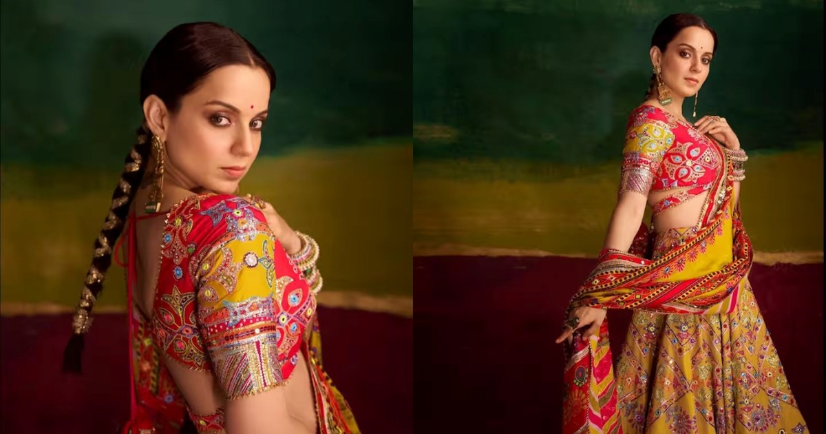 Kangana Ranaut dressed in the colors of Navratri, showed a v