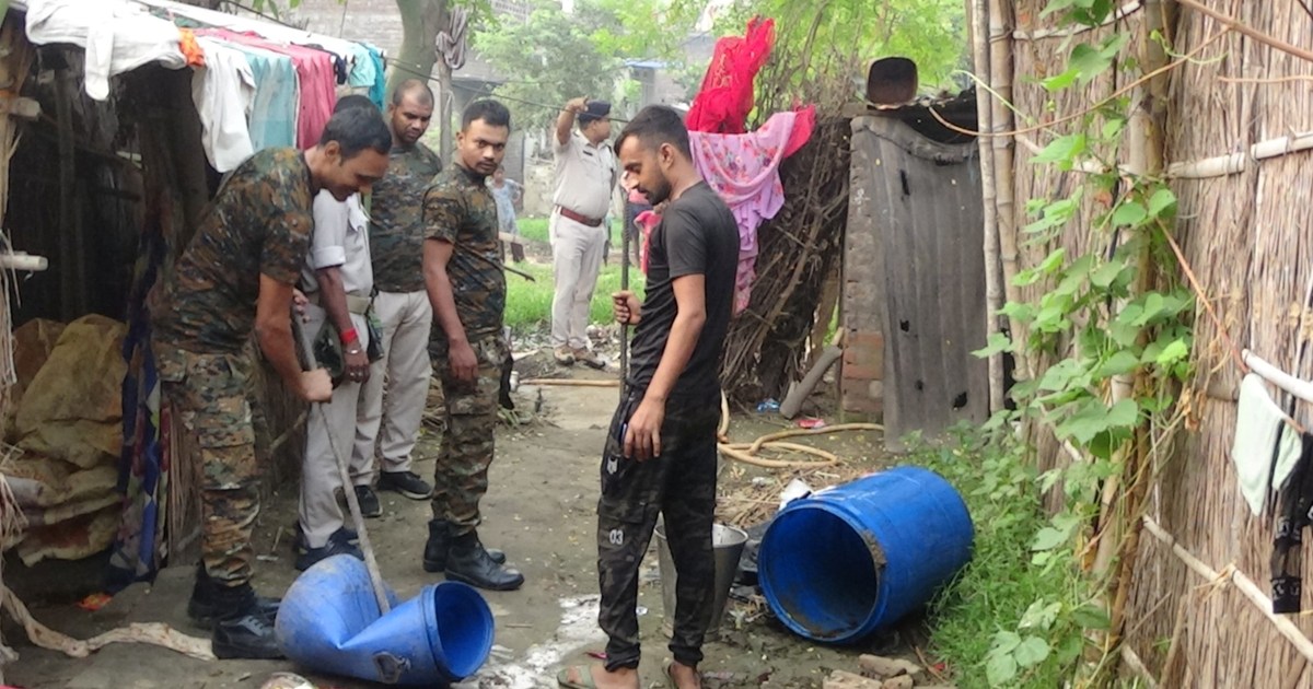 The excise department and police destroyed the liquor store 