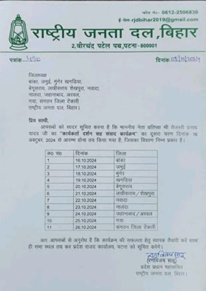 Neta prtipksh tejsvwi yadv ka karykrta darshn ka dusri list Neta prtipksh tejsvwi yadv ka karykrta darshn ka dusri list