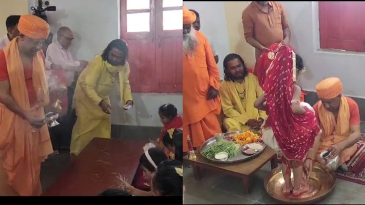 CM Yogi did Kanya Pujan on the occasion of Mahanavami CM Yogi did Kanya Pujan on the occasion of Mahanavami