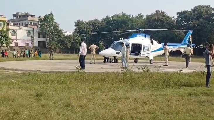 Union Minister Sarbananda Sonowal's helicopter landed at the