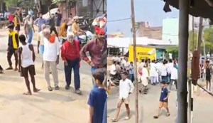RJD candidate Lallu Mukhiya's convoy was pelted with stones