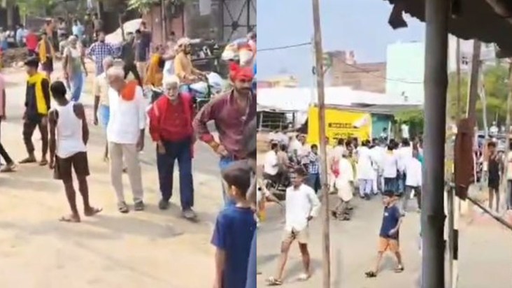 RJD candidate Lallu Mukhiya's convoy was pelted with stones