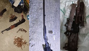 A cache of weapons, including AK-47s and carbines, recovered in Siwan ahead of Bihar elections