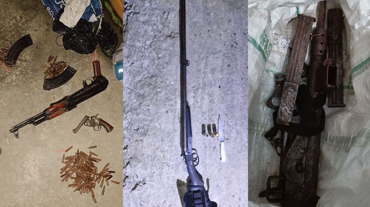 A cache of weapons, including AK-47s and carbines, recovered A cache of weapons, including AK-47s and carbines, recovered