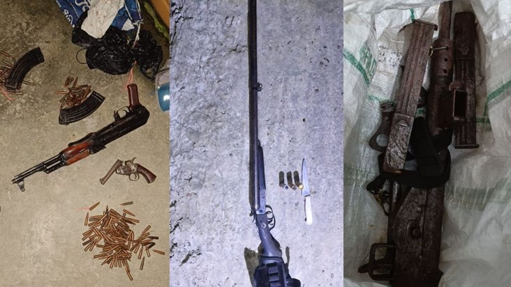A cache of weapons, including AK-47s and carbines, recovered