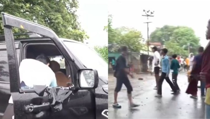 Stone pelting during Dularchand Yadav's funeral procession Stone pelting during Dularchand Yadav's funeral procession