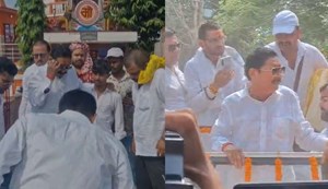 Amid resentment over seat-sharing within the NDA, Anant Singh filed his nomination on a JDU ticket
