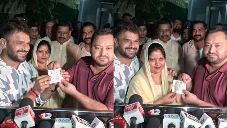 Khesari Lal Yadav and his wife took membership of RJD Khesari Lal Yadav and his wife took membership of RJD