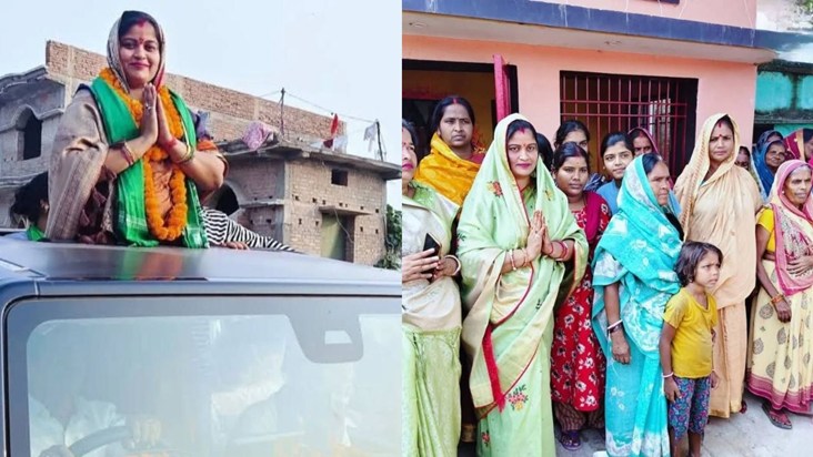 Chanda Devi is campaigning for her husband Khesari by travel