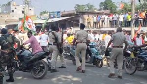 BJP and Congress workers clashed in Begusarai