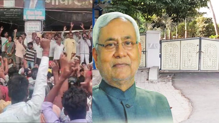Demonstration of corporation workers in front of CM residenc