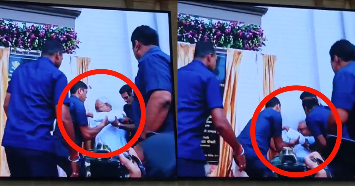 During the inauguration, CM Nitish's foot slipped, he fell o