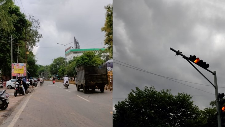 The capital covered with a sheet of dark clouds, pleasant we