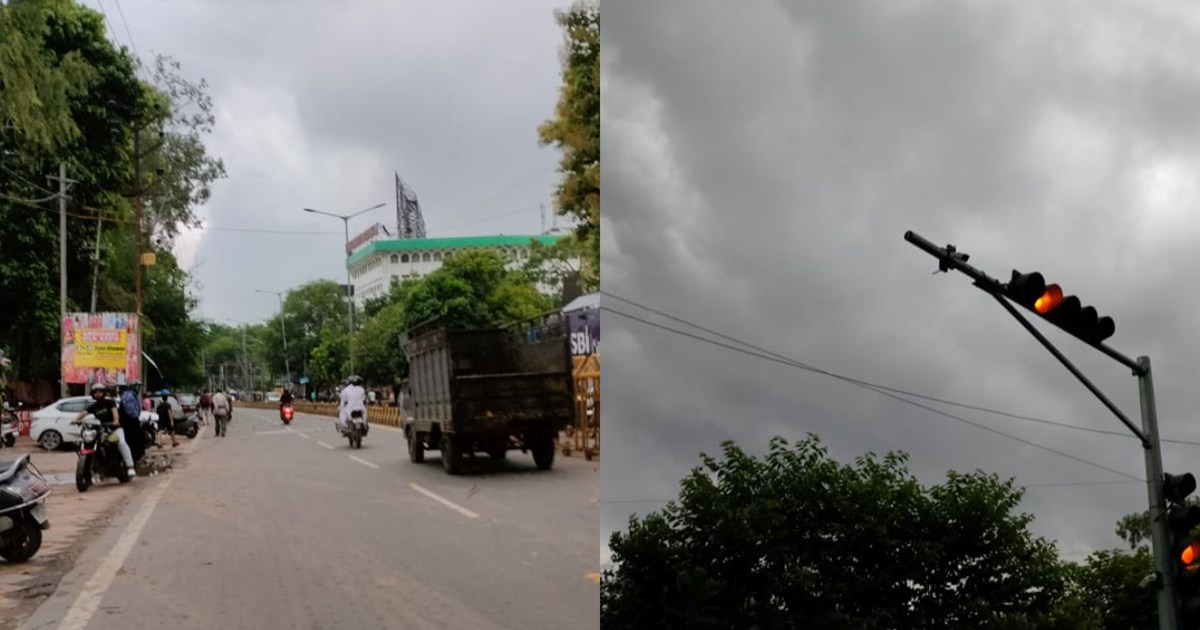 The capital covered with a sheet of dark clouds, pleasant we