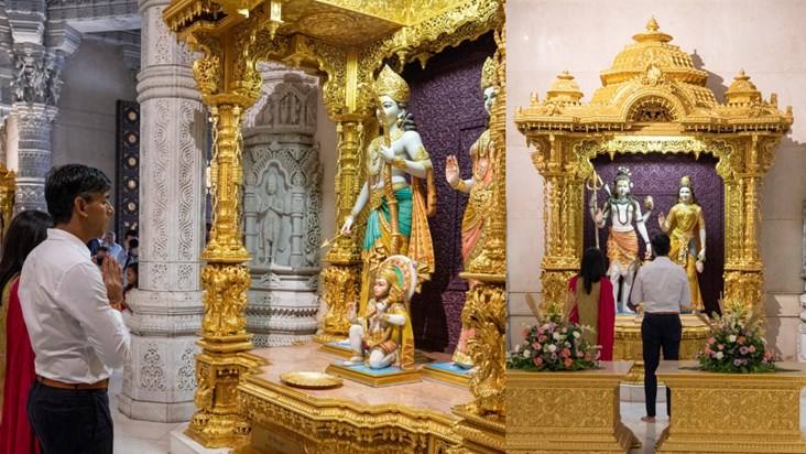 British PM Rishi Sunak reached Akshardham temple with his wi