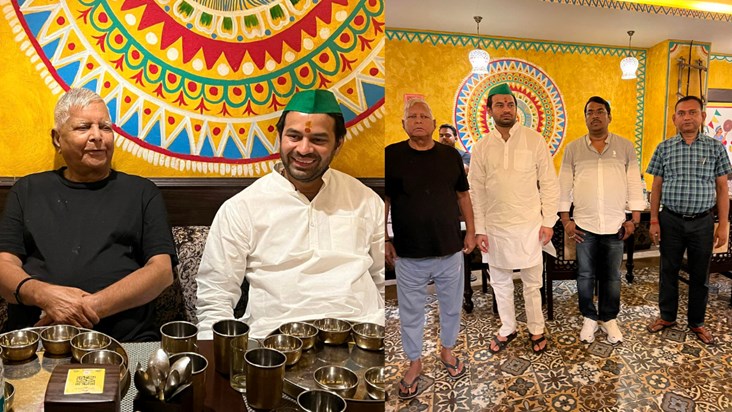 Lalu Yadav seen in nineties style, enjoyed Rajasthani thali 