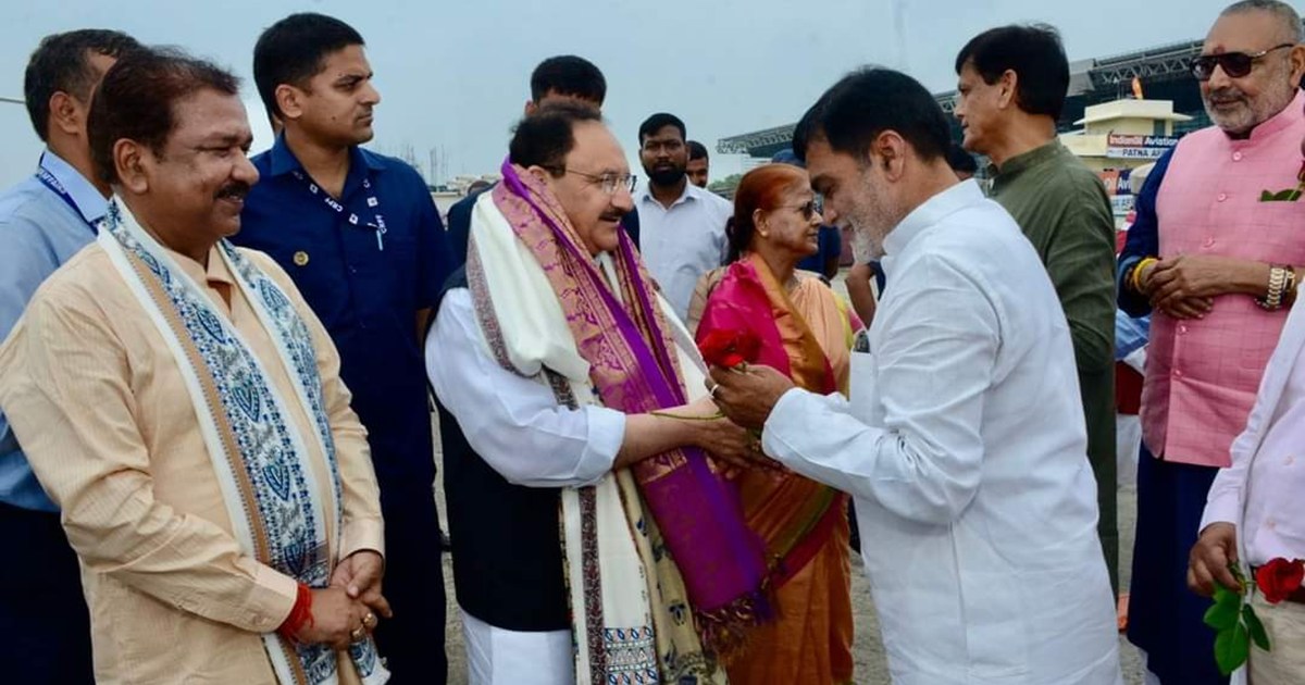 BJP President JP Nadda gets a grand welcome in Patna, is par