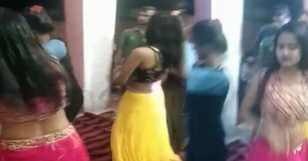 Obscene dance of bar girl in school campus of Saharsa