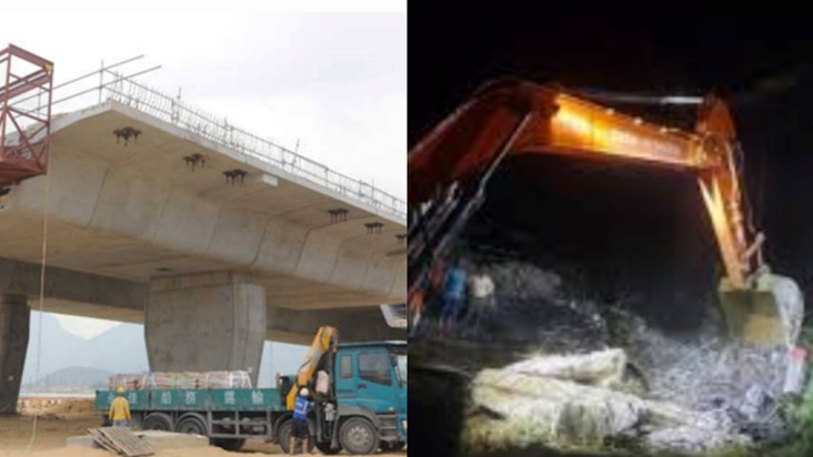 Once again a slab of an under-construction Ganga bridge coll Once again a slab of an under-construction Ganga bridge coll