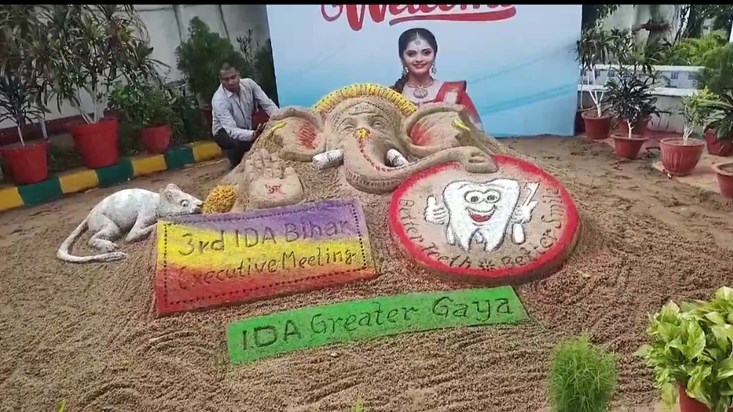 Sand artist Madhurendra created a wonderful artwork for Gane