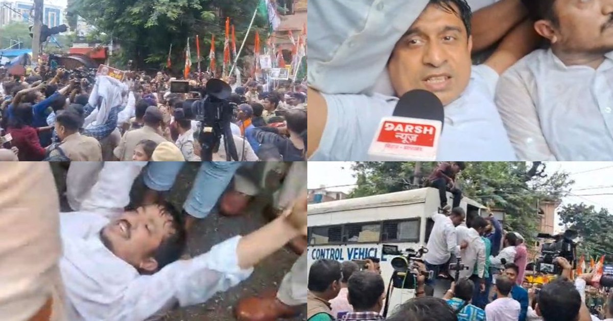 The police kept dragging the workers and they lay down on th