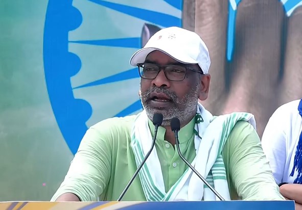Vote Adhikar Yatra: Hemant forgot the name of alliance Vote Adhikar Yatra: Hemant forgot the name of alliance