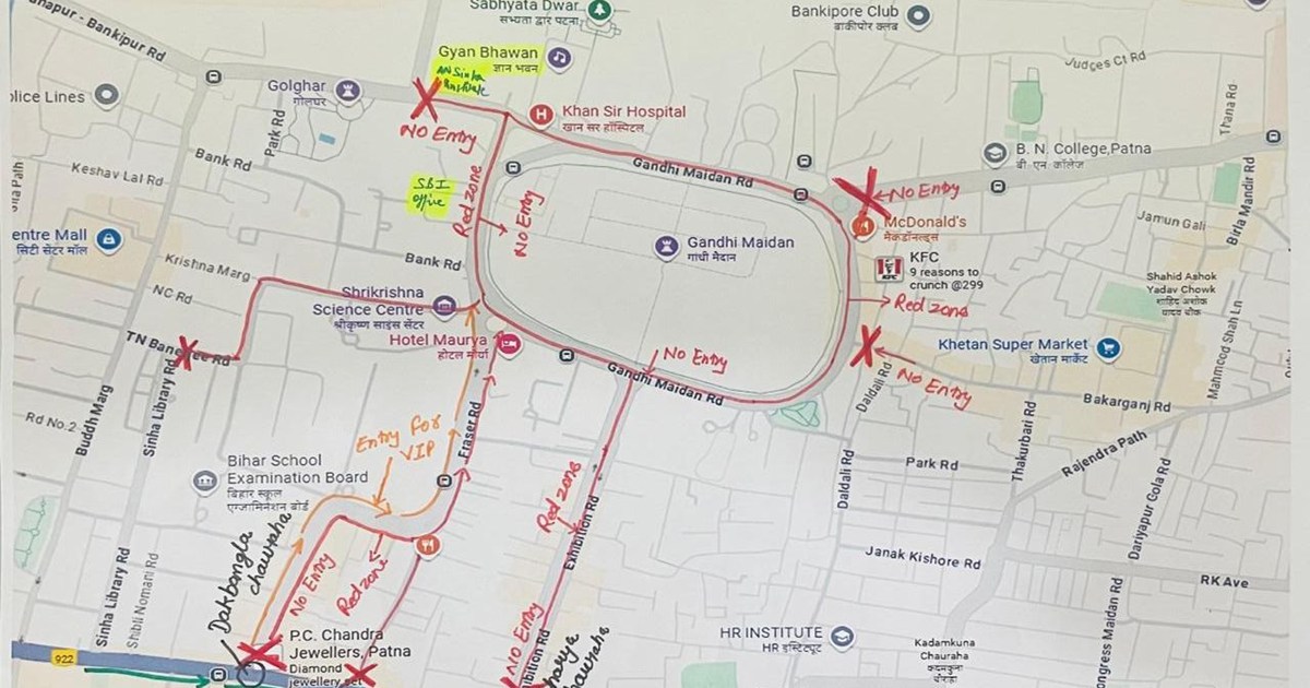Traffic will be restricted on these routes leading to Gandhi