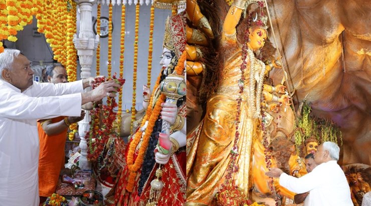 The CM prayed to Goddess Durga and prayed for happiness, pea The CM prayed to Goddess Durga and prayed for happiness, pea