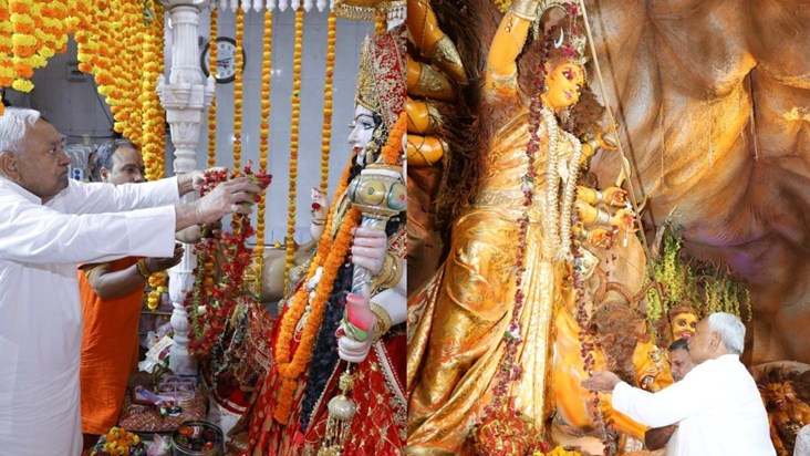 The CM prayed to Goddess Durga and prayed for happiness, pea