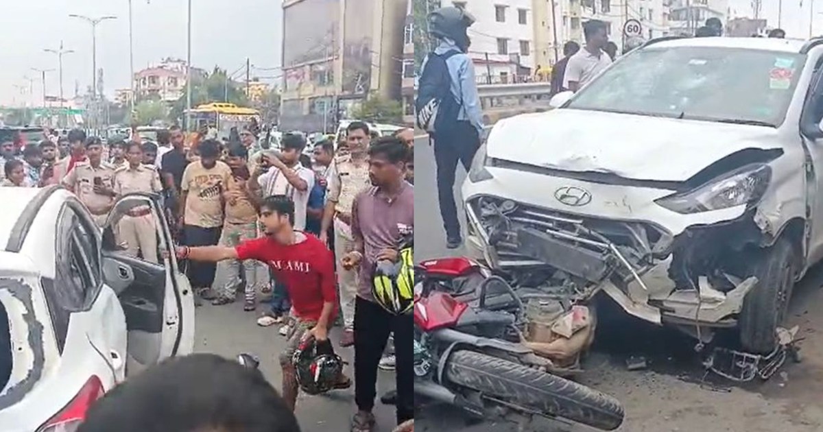 An uncontrolled car hit several bikes on Atal Path